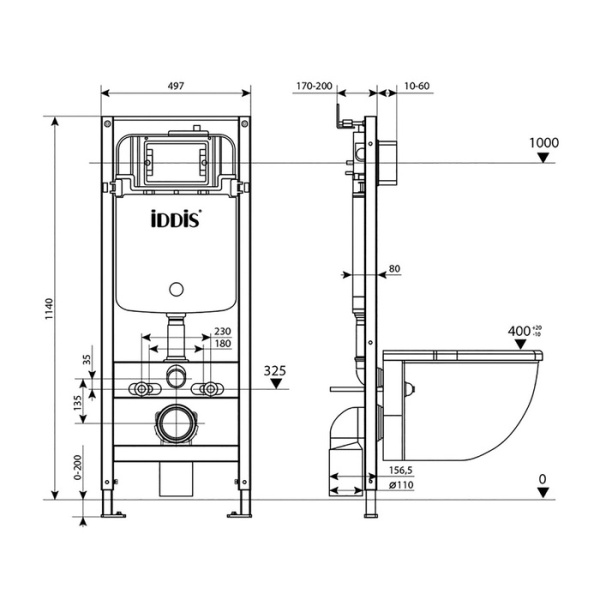система инсталляции для унитазов iddis optima home oph0000i32k с кнопкой смыва, белая
