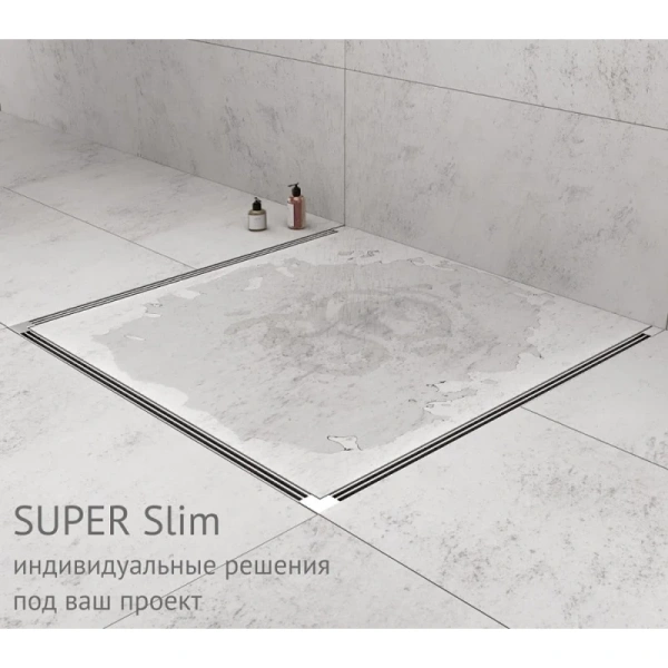 душевой лоток berges super slim 500 091178 с решеткой хром глянец