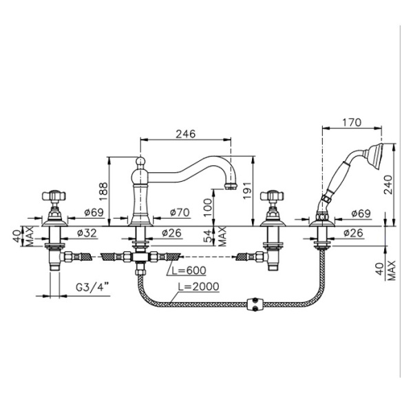 смеситель на борт ванны nicolazzi half dome 1449cr70