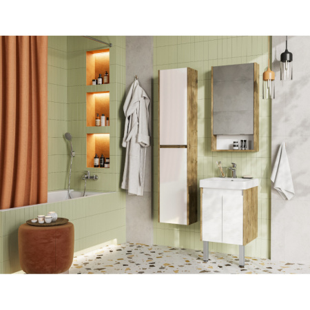 тумба белый глянец/дуб рустикальный 38 см акватон сканди doors 1a278701sdz90