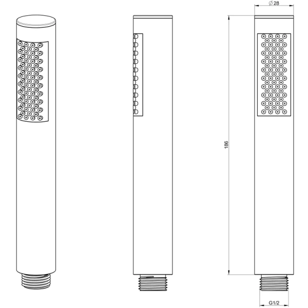 душевая лейка wonzon & woghand ww-88sc04-mb 28 мм, 1 режим, черный матовый