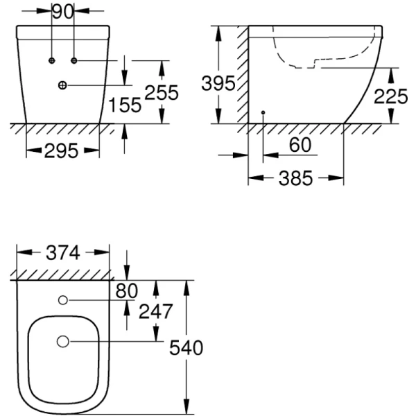биде напольное grohe euro ceramic 39340000