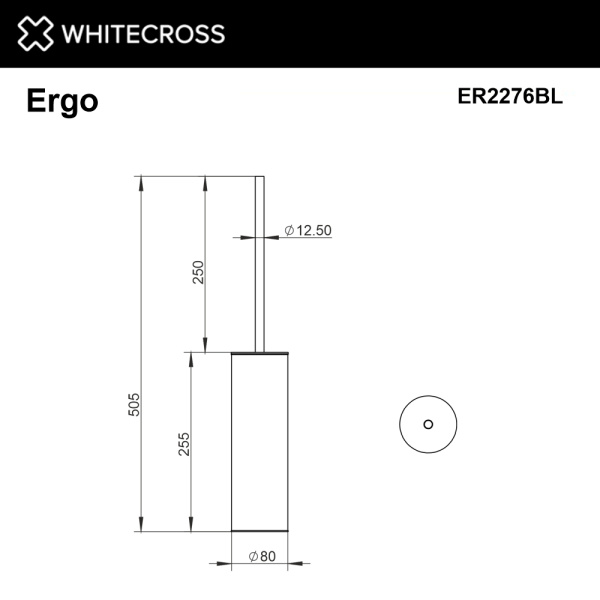 Ершик для унитаза Whitecross Ergo ER2276BL напольный, черный мат