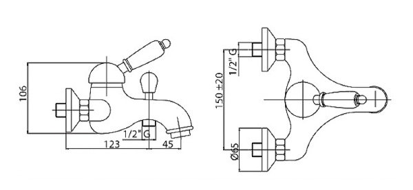 смеситель для ванны cezares vintage vintage-vm-01-sw хром