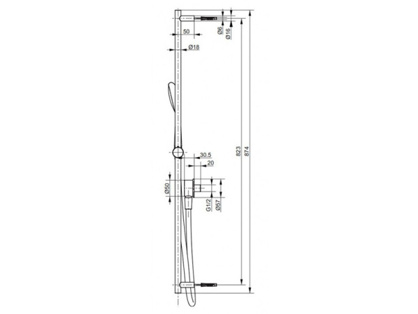 душевая штанга toto nc vhc600 регулируемая, с держателем, хром