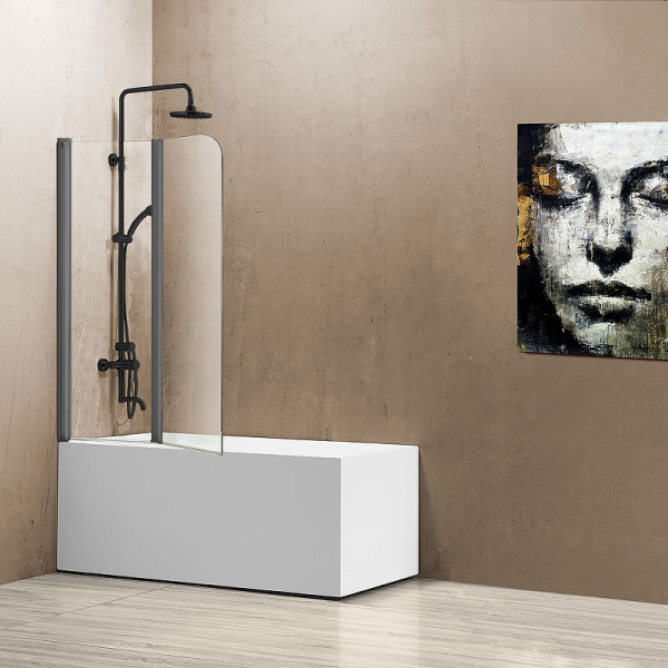 шторка на ванну vincea 114x140 vsb-12114clgm профиль вороненая сталь стекло прозрачное