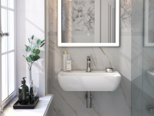 раковина kerama marazzi plaza 55 plr.wb.55.02 белая глянцевая