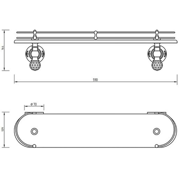 Стеклянная полка Migliore Cristalia 16775 цвет бронза с кристаллами Swarovski