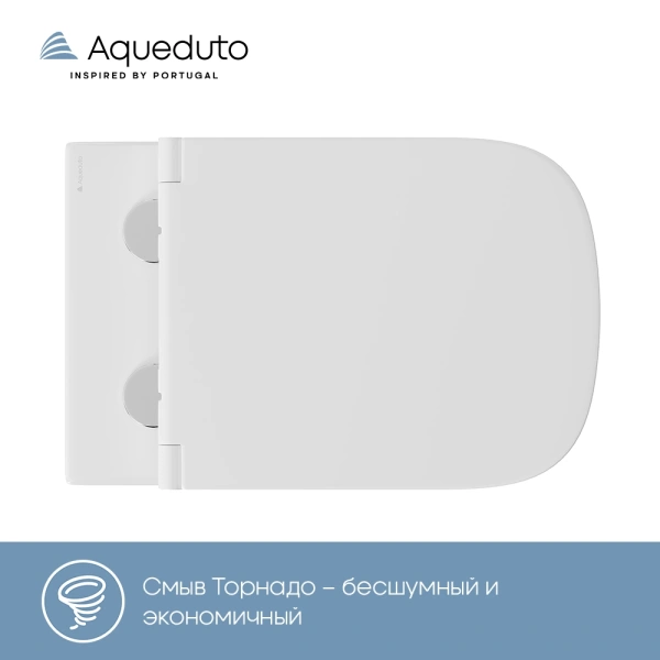 унитаз aqueduto macio plus mact0210 подвесной, безободковый, смыв торнадо, сиденье с микролифтом, 52.5х34.5 см, белый глянцевый