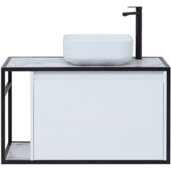 тумба под раковину aquanet nova lite loft 90l 261652 подвесная белый глянец