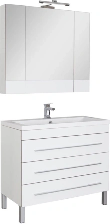 тумба под раковину aquanet верона 100 белая (напольная 3 ящика), 00178471