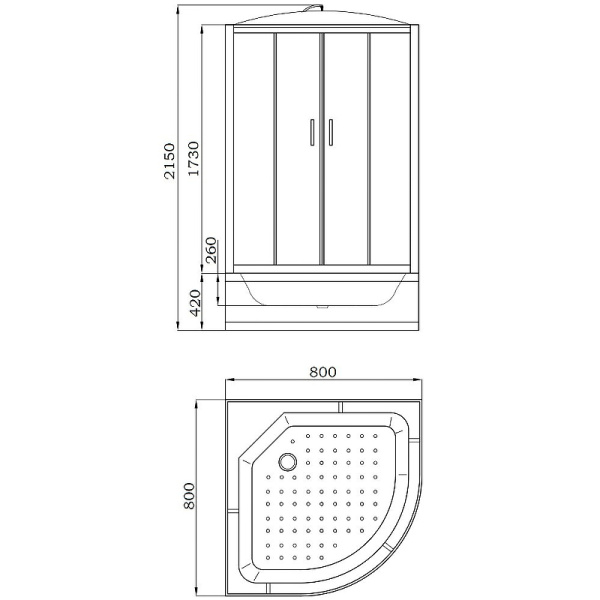 душевая кабина parly classic эконом 80x80 ec821 без гидромассажа