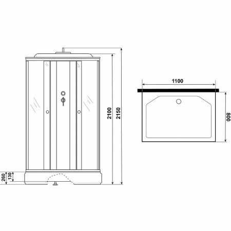 душевая кабина niagara promo 110x80 p110/80/26q/mt без гидромассажа