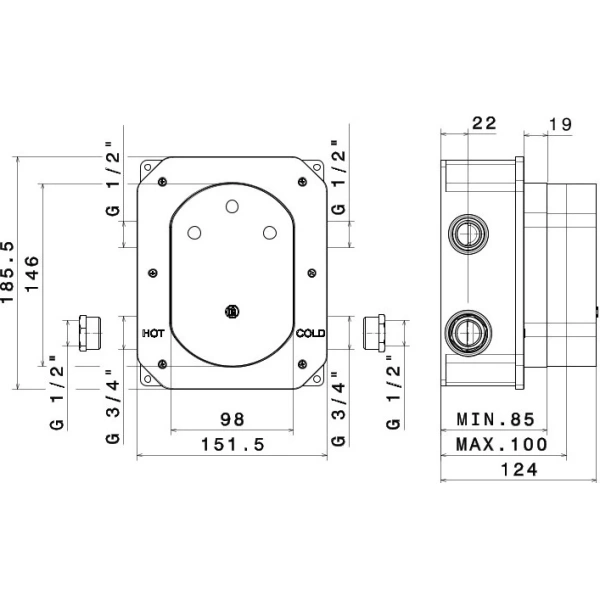 внутренняя часть kerama marazzi 27751km.00.000 для термостатического кнопочного смесителя на два потока для душа