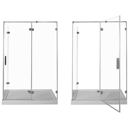 душевой уголок aquanet beta nwd1231 140×80 l 185424 профиль хром, стекло прозрачное