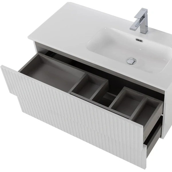 тумба под раковину cezares duet-n 100 r duet-n-1000-2c-so-bl-r подвесная bianco lucido