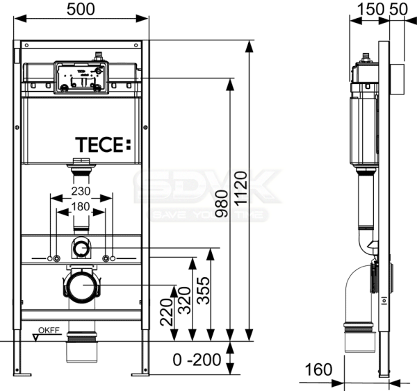 инсталляция для унитаза tece profil k440921 с кнопкой смыва