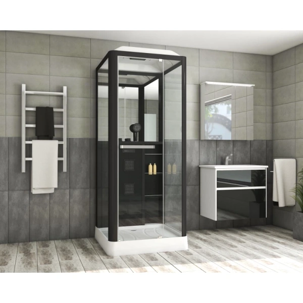 душевая кабина grossman gr-221 90x90 профиль черный стекло прозрачное