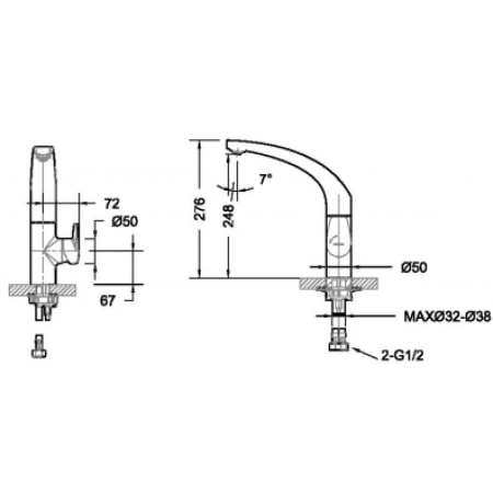 смеситель для кухни bravat nizza f7353387cp-rus цвет хром