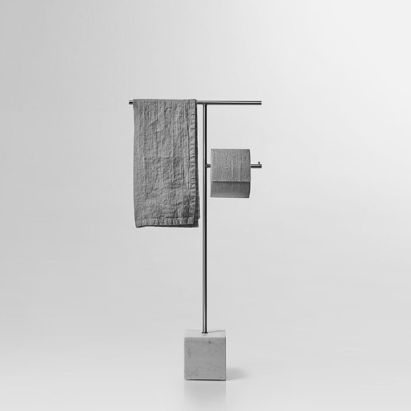 Напольная стойка Antonio Lupi Bivio BIVIO2.8/steel.carrara сатино/белый мрамор