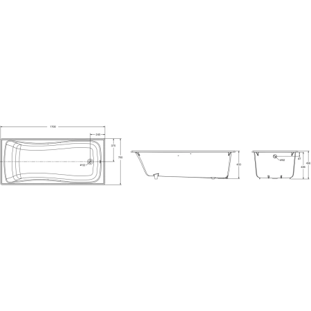 чугунная ванна jacob delafon bliss e6d902-0 (gm) 170x75 см, цвет белый