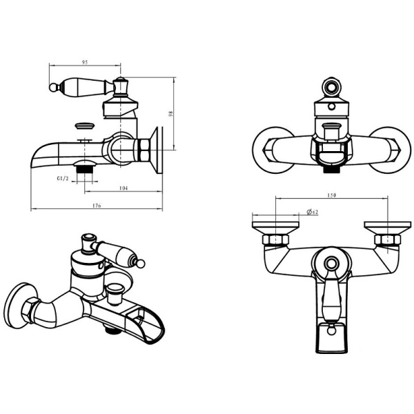 смеситель для ванны boheme vogue 203-mr-b бронза
