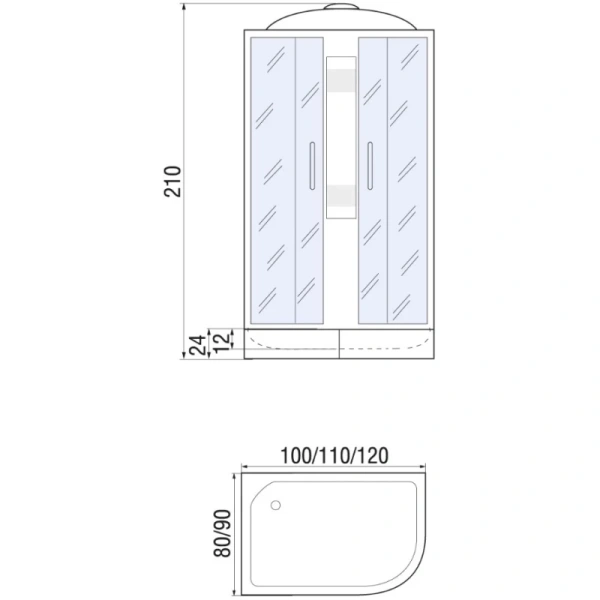 душевая кабина river nara 120x80x26 мт l 10000002820 профиль матовый хром задняя стенка белая