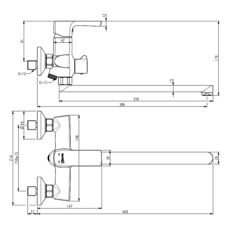 смеситель для ванны lemark ursus lm7251bl универсальный черный