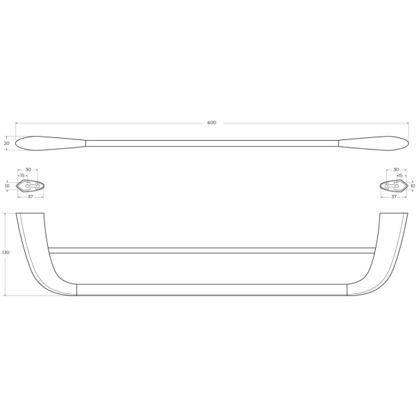 Полотенцедержатель Cezares Liner LINER-THD-60-GM 60 см, двойной, оружейная сталь