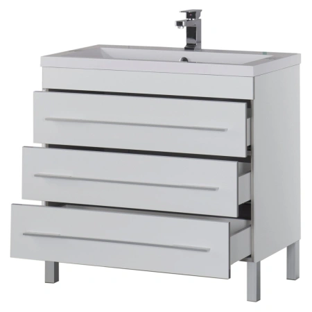 тумба под раковину aquanet верона 100 белая (напольная 3 ящика), 00178471