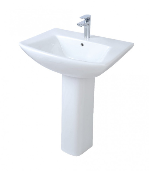 Раковина Creo Ceramique Tours TO3000N+T03010N подвесная с пьедесталом, 60x50 см, белая