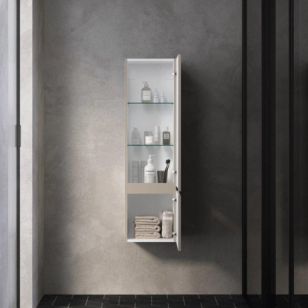 шкаф пенал aquame s1 33 aqm9001bg подвесной цвет бежевый