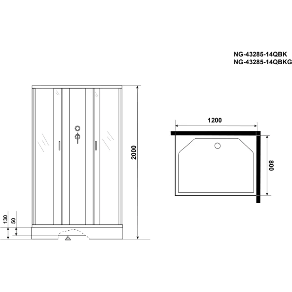 душевая кабина niagara classic 120х80 ng-43285-14qbk без гидромассажа