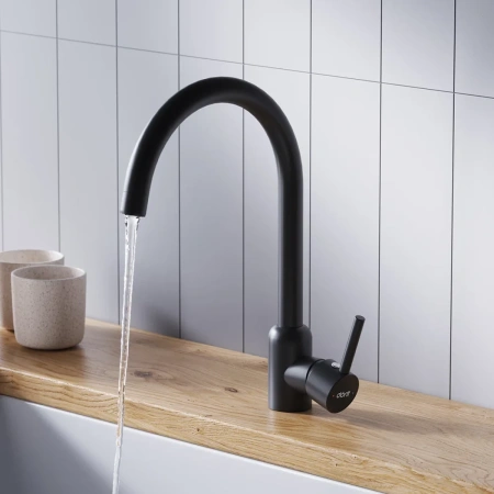 смеситель для кухни dorff logic d3007022 черный