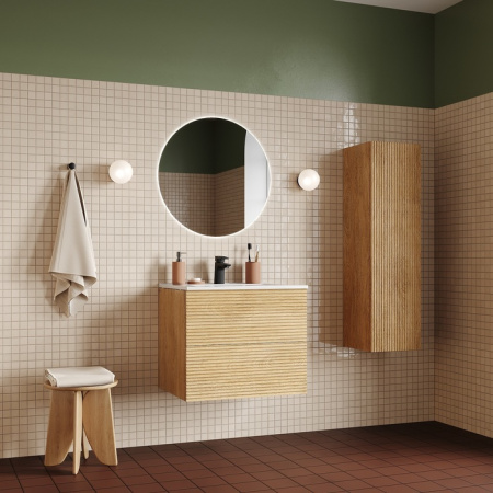 тумба с раковиной iddis bild bil60v0i95k подвесная, 60 см, дуб светлый