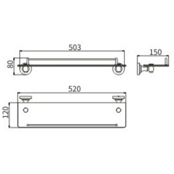 Стеклянная полка CeramaLux Bianco 52011 Хром