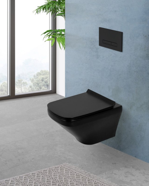 унитаз подвесной belbagno sela bb3201chr-mb безободковый, без сиденья, черный матовый
