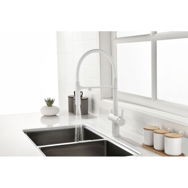 смеситель для кухни с подключением к фильтру paulmark gravity gr213188-431 белый
