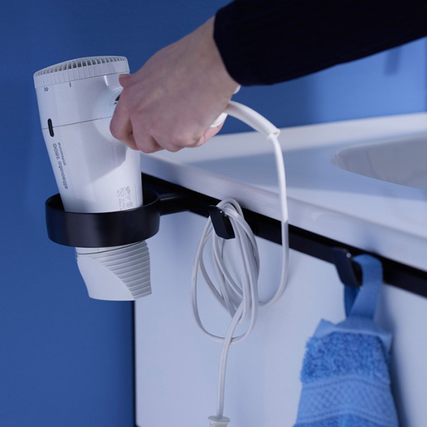 Держатель фена Burgbad Vry ACJW001, подвесной, цвет: черный матовый