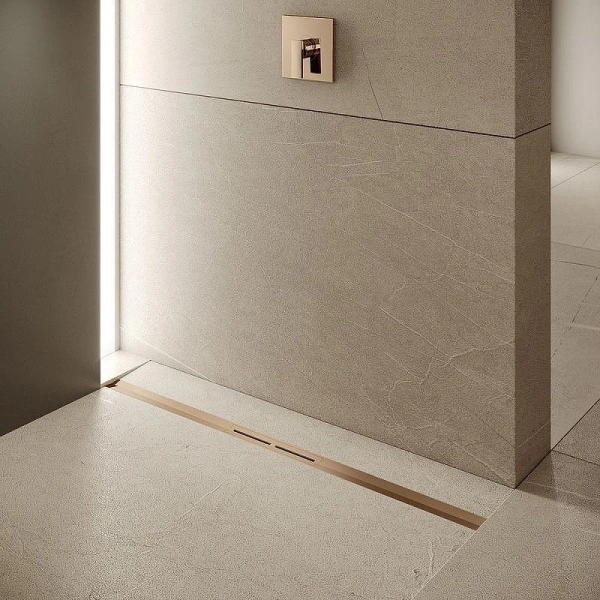 душевой лоток 120 см tece tecedrainprofile 671213 обрезной, с решеткой, с покрытием pvd красный позолоченный, глянец