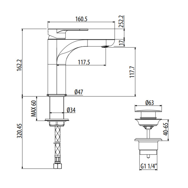 смеситель для раковины gattoni h2omix7000 7004570no цвет nero opaco