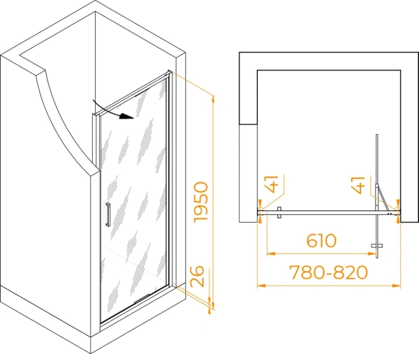 душевая дверь в нишу rgw stilvoll sv-05 80 см, профиль матовый хром, стекло smart line matt
