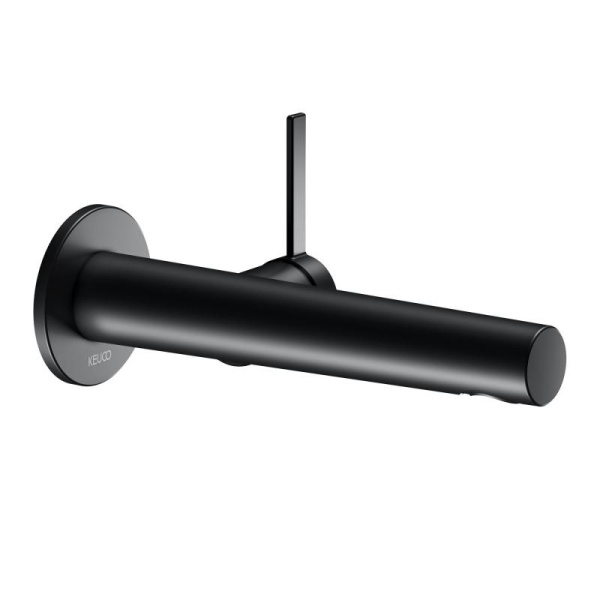 смеситель для раковины 219 мм keuco ixmo 59516 371101 для встройки, с круглой розеткой, черный матовый