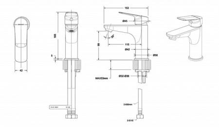 смеситель для раковины bravat rhein f1429564cp-9-eng цвет хром