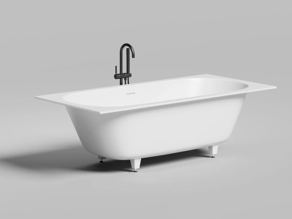 встраиваемая ванна 190х90 см salini ornella axis 190 kit 103522m, материал: s-stone, цвет: белый матовый