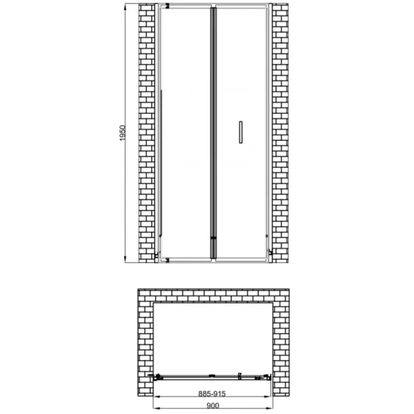 душевая дверь berges legos ls-4 062028 90 см, профиль хром, стекло прозрачное