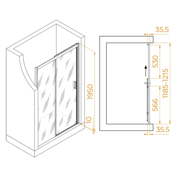 душевая дверь в нишу rgw passage pa-017 120 см, профиль хром