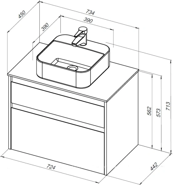тумба под раковину aquanet nova lite 75 дуб рустикальный (2 ящика), 00249515