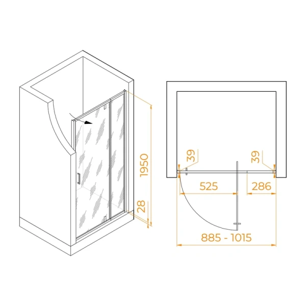 душевая дверь в нишу rgw passage pa-008b 90 см, профиль черный