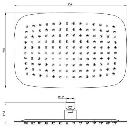 верхний душ wonzon & woghand ww-88dp03-bg 300x200 мм, золотой матовый